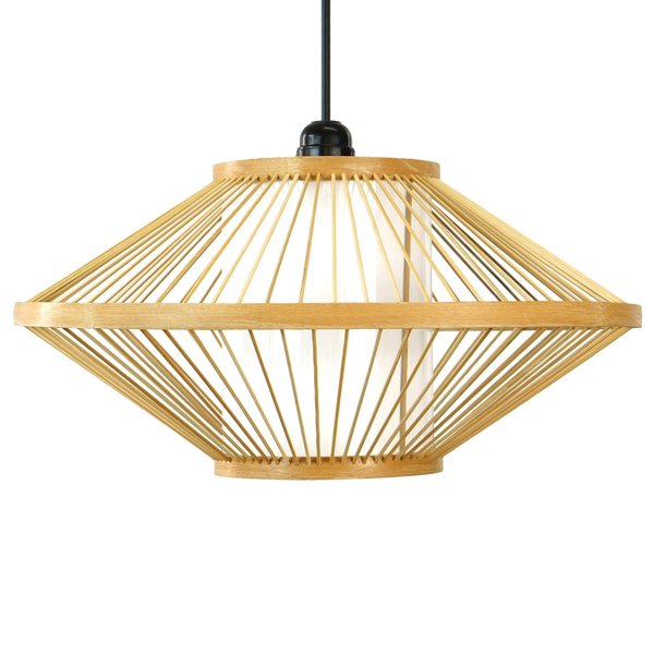 Vintiquewise Modern Woven Bamboo Pendant Lighting Hanging Light Fixture for Entryway and Living Room QI004235